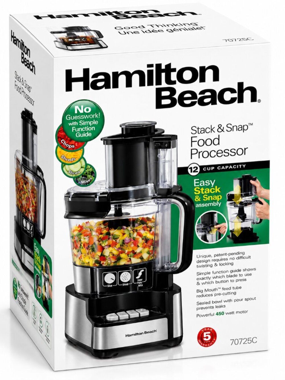 Hamilton Beach Stack & Snap 12 Cup Food Processor 70725C NEW in Box